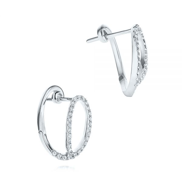  Platinum Platinum Fashion Hoop Diamond Earrings - Front View -  106329