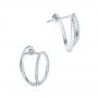 18k White Gold 18k White Gold Fashion Hoop Diamond Earrings - Front View -  106329 - Thumbnail