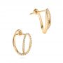 14k Yellow Gold Fashion Hoop Diamond Earrings - Front View -  106329 - Thumbnail