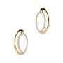 14k Yellow Gold Fashion Hoop Diamond Earrings - Three-Quarter View -  106329 - Thumbnail