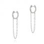  Platinum Platinum Floating Diamond Huggie Earrings - Front View -  106993 - Thumbnail