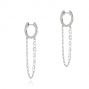 14k White Gold 14k White Gold Floating Diamond Huggie Earrings - Front View -  106993 - Thumbnail