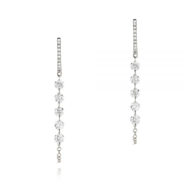 Floating Diamond Huggie Earrings - Image