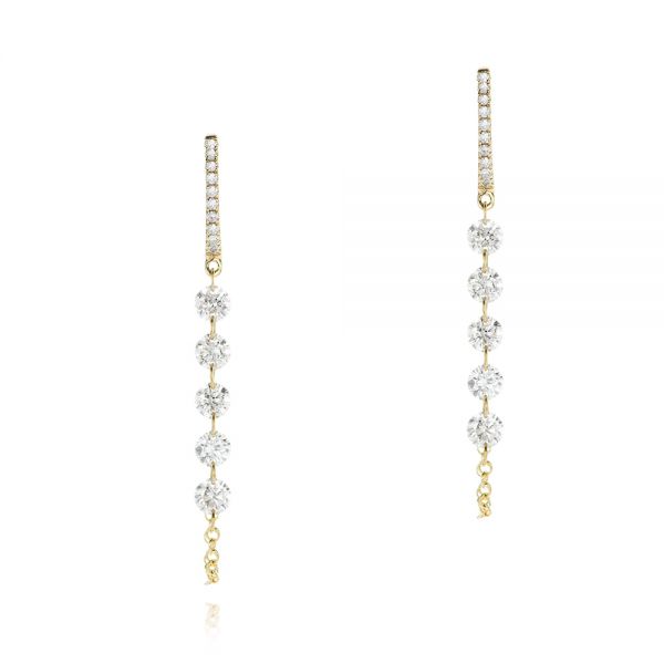 Floating Diamond Huggie Earrings - Image