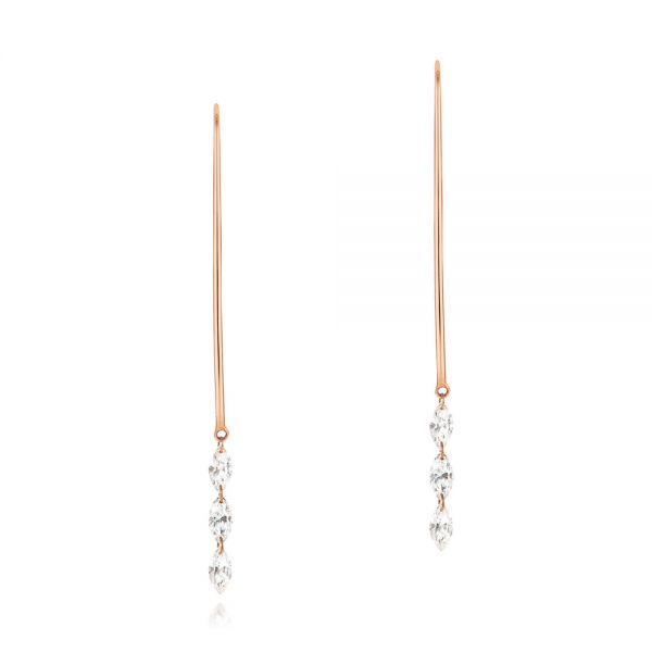 Floating Marquise Diamond Hook Earrings - Image