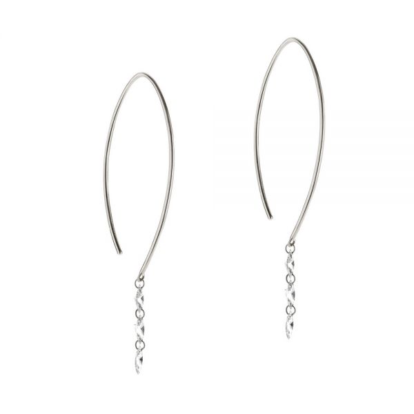 Platinum Platinum Floating Marquise Diamond Hook Earrings - Front View -  106997