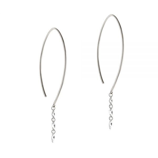 Platinum Platinum Floating Marquise Diamond Hook Earrings - Front View - 106997