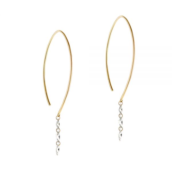 14k Yellow Gold 14k Yellow Gold Floating Marquise Diamond Hook Earrings - Front View -  106997