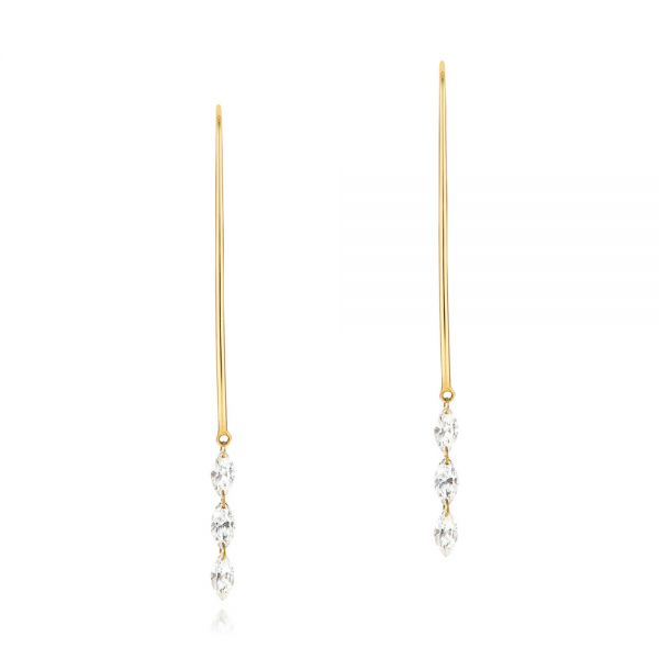 14k Yellow Gold 14k Yellow Gold Floating Marquise Diamond Hook Earrings - Three-Quarter View -  106997