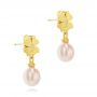 Floral Diamond And Freshwater Pearl Earring Drops - Front View -  107235 - Thumbnail