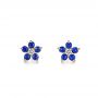 18k Rose Gold 18k Rose Gold Flower Sapphire And Diamond Earrings - Three-Quarter View -  106198 - Thumbnail