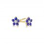 18k Yellow Gold 18k Yellow Gold Flower Sapphire And Diamond Earrings - Front View -  106198 - Thumbnail