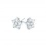 18k White Gold Floral Diamond Earrings - Front View -  103694 - Thumbnail