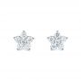 18k White Gold Floral Diamond Earrings - Three-Quarter View -  103694 - Thumbnail