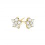 14k Yellow Gold 14k Yellow Gold Floral Diamond Earrings - Front View -  103694 - Thumbnail