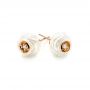 14k Rose Gold 14k Rose Gold Fresh Carved White Pearl Earrings - Front View -  103254 - Thumbnail