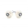  Platinum Platinum Fresh Carved White Pearl Earrings - Front View -  103254 - Thumbnail