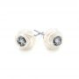 18k White Gold 18k White Gold Fresh Carved White Pearl Earrings - Front View -  103254 - Thumbnail