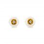 14k Yellow Gold Fresh Carved White Pearl Earrings - Three-Quarter View -  103254 - Thumbnail