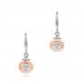 18k White Gold 18k White Gold Fresh Peach Pearl And Diamond Earrings - Three-Quarter View -  101121 - Thumbnail