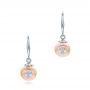 14k White Gold Fresh Peach Pearl And Diamond Earrings