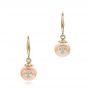 14k Yellow Gold Fresh Peach Pearl And Diamond Earrings - Three-Quarter View -  101121 - Thumbnail
