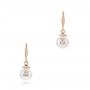 14k Rose Gold 14k Rose Gold Fresh White Pearl And Diamond Earrings - Three-Quarter View -  102575 - Thumbnail