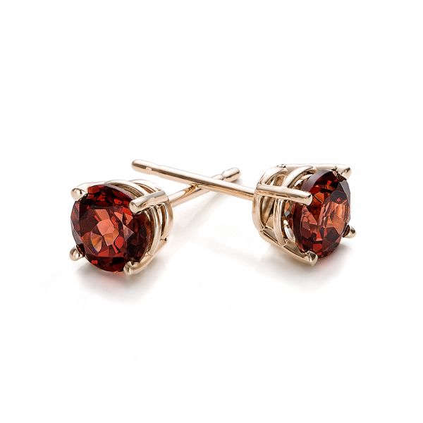 14k Rose Gold 14k Rose Gold Garnet Stud Earrings - Front View -  100936