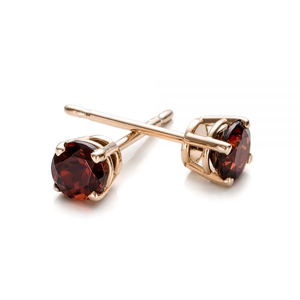 14k Rose Gold 14k Rose Gold Garnet Stud Earrings - Front View -  100937