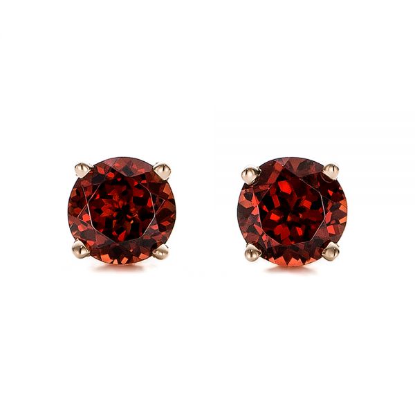 14k Rose Gold 14k Rose Gold Garnet Stud Earrings - Three-Quarter View -  100936