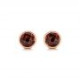 14k Rose Gold Garnet Stud Earrings - Three-Quarter View -  102660 - Thumbnail