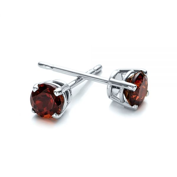  Platinum Platinum Garnet Stud Earrings - Front View -  100937