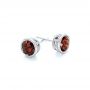  Platinum Platinum Garnet Stud Earrings - Front View -  102660 - Thumbnail