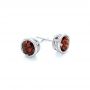 18k White Gold 18k White Gold Garnet Stud Earrings - Front View -  102660 - Thumbnail