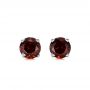 18k White Gold 18k White Gold Garnet Stud Earrings - Three-Quarter View -  100937 - Thumbnail