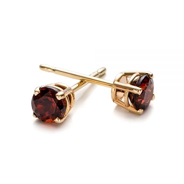 18k Yellow Gold 18k Yellow Gold Garnet Stud Earrings - Front View -  100937