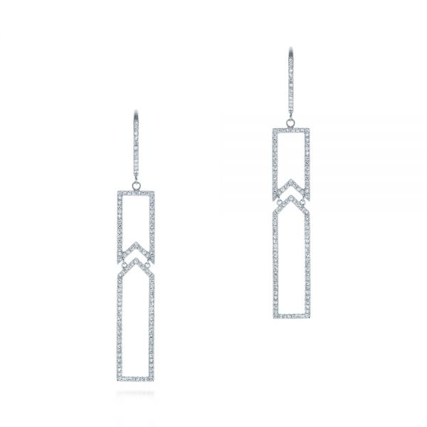  Platinum Platinum Geometric Diamond Earrings - Three-Quarter View -  105346