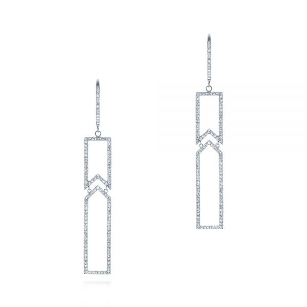 18k White Gold 18k White Gold Geometric Diamond Earrings - Three-Quarter View -  105346