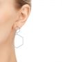 14k White Gold Geometric Hexagon Diamond Earrings - Hand View -  105343 - Thumbnail