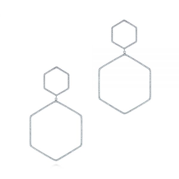 Geometric Hexagon Diamond Earrings - Image