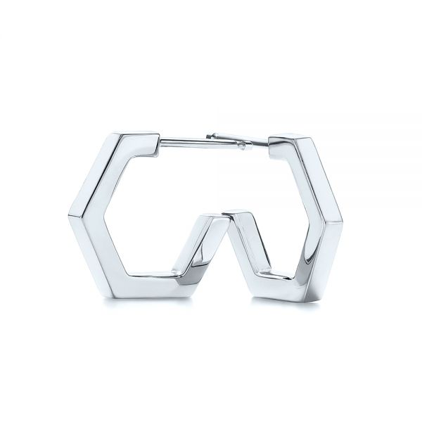  Platinum Platinum Geometric Hexagon Hoop Earrings - Front View -  105994
