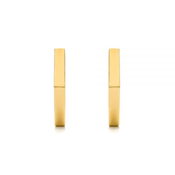 14k Yellow Gold 14k Yellow Gold Geometric Hexagon Hoop Earrings - Three-Quarter View -  105994