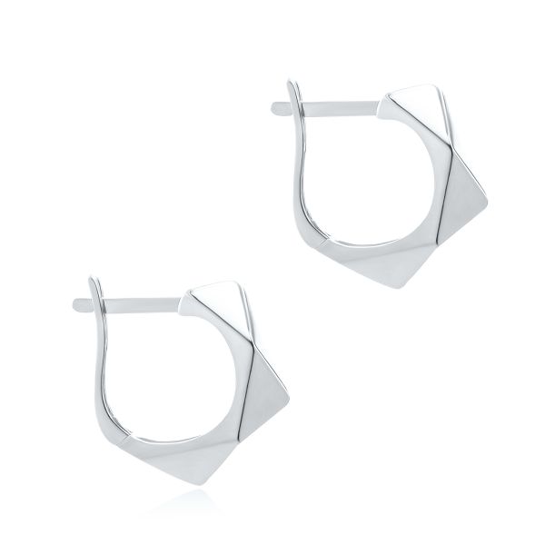 Platinum Platinum Geometric Petite Hoops - Front View - 107698