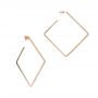 14k Rose Gold 14k Rose Gold Geometric Square Diamond Hoops - Front View -  105287 - Thumbnail