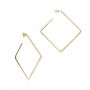 14k Yellow Gold Geometric Square Diamond Hoops - Front View -  105287 - Thumbnail