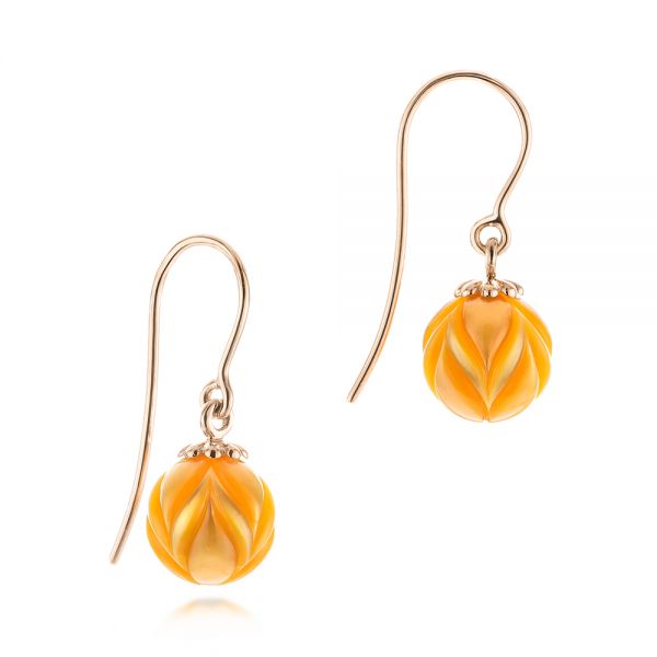 14k Rose Gold 14k Rose Gold En Pearl Tulip Earrings - Front View - 103248