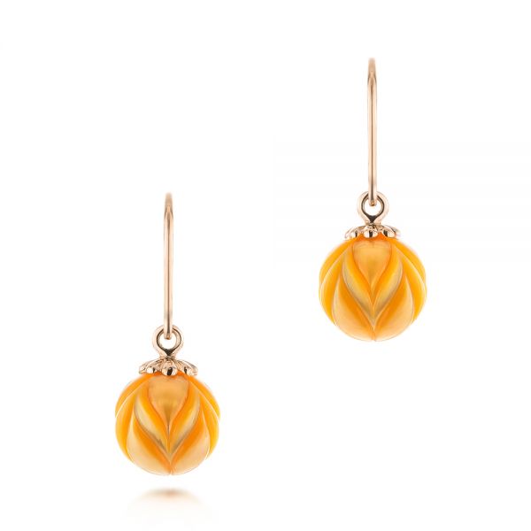 18k Rose Gold 18k Rose Gold En Pearl Tulip Earrings - Three-Quarter View -  103248