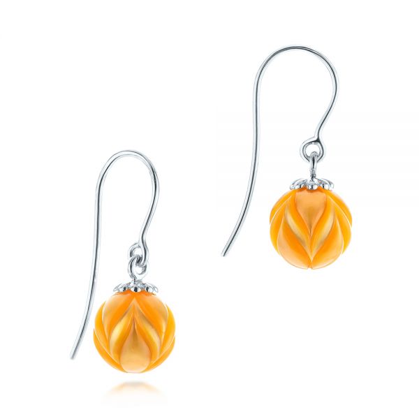  Platinum Platinum En Pearl Tulip Earrings - Front View -  103248