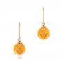 14k Yellow Gold En Pearl Tulip Earrings - Three-Quarter View -  103248 - Thumbnail