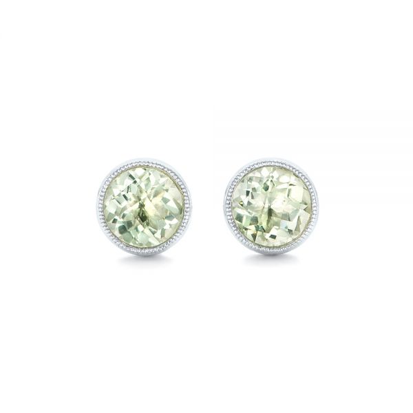  Platinum Platinum Green Quartz Stud Earrings - Three-Quarter View -  102663